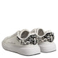 John Richmond White Rhinestone Embellished Sneakers Shoes