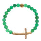 Nialaya Elegant Green Jade Bead & Gold Plated Bracelet