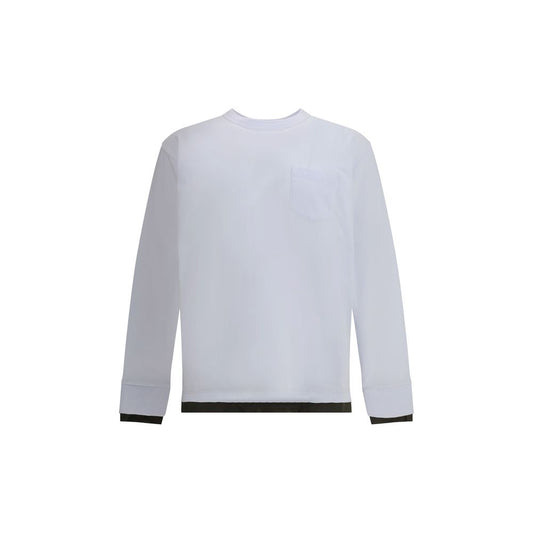 Sacai White Cotton Long Sleeve T-Shirt Mens T-Shirt
