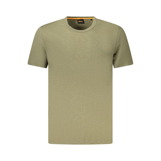 Hugo Boss Green Cotton Men T-Shirt Mens T-Shirt