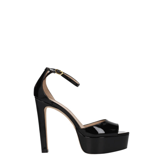 Stuart Weitzman Black Leather Platform Sandals