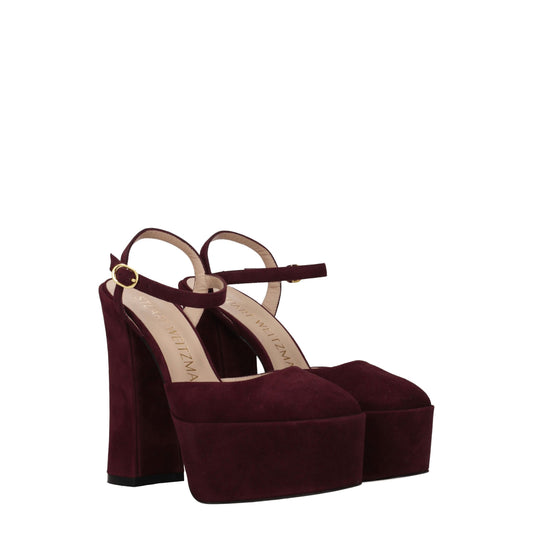 Stuart Weitzman Red Leather Platform Sandals