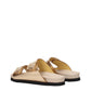 Palm Angels Gold Leather Slippers