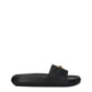 Versace Black Leather Slippers