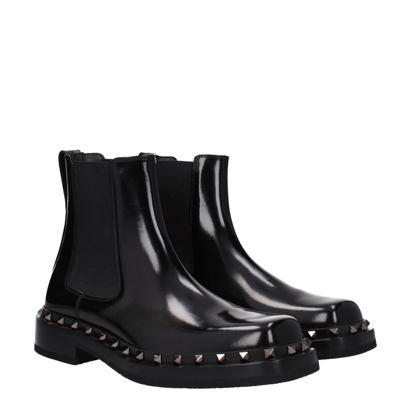 Valentino Garavani Black Leather Ankle Boots