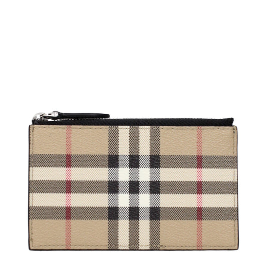 Burberry Beige Fabric Cardholder Mens Wallet