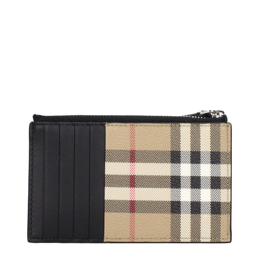 Burberry Beige Fabric Cardholder Mens Wallet