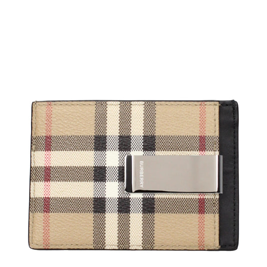 Burberry Beige Fabric Cardholder Mens Wallet