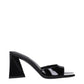 The Attico Black Leather Stiletto Heel Sandals