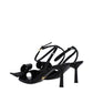 Prada Black Leather Stiletto Heel Sandals