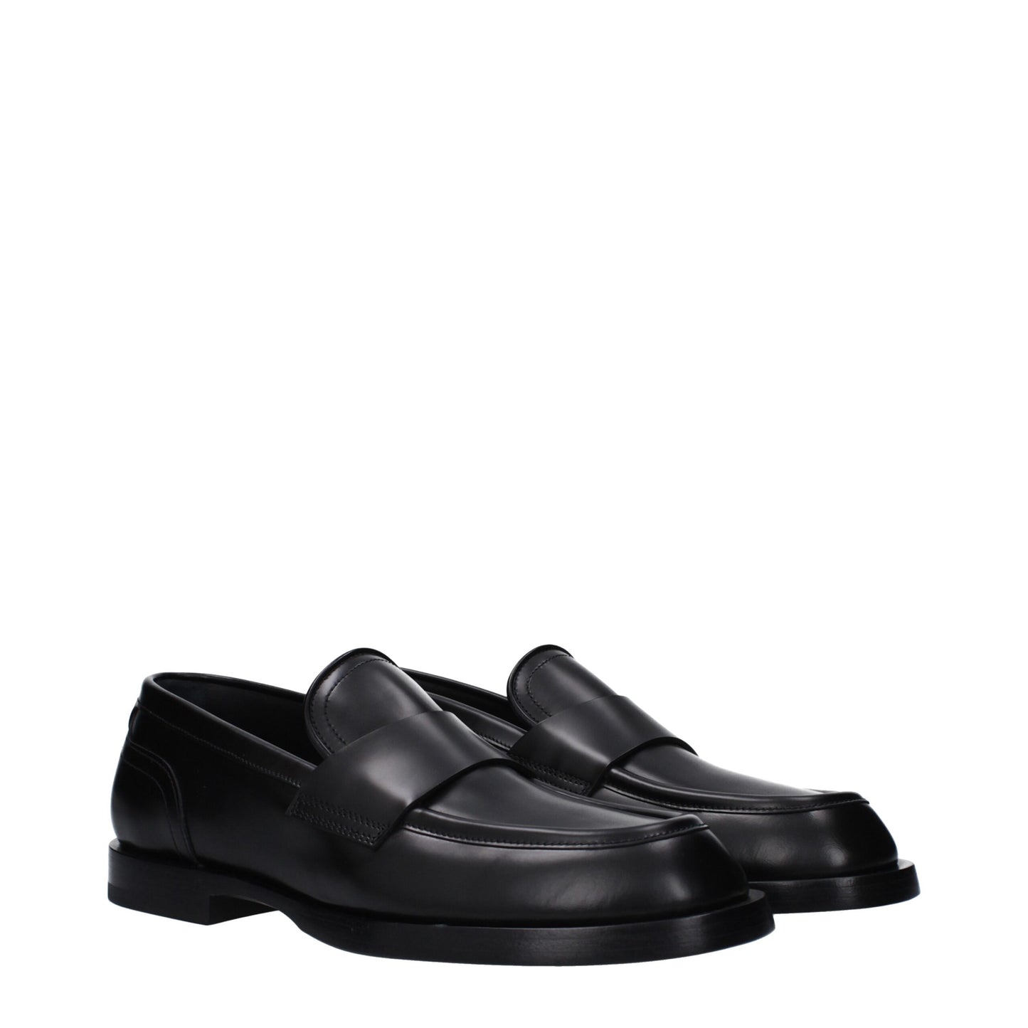 Dolce & Gabbana Black Leather Slip-On Loafers