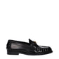 Versace Black Leather Slip-On Loafers