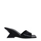 The Attico Black Leather Flat Sandals