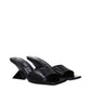 The Attico Black Leather Flat Sandals