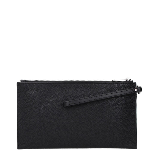 Michael Kors Black Leather Clutch Bag Womens Clutch Bag