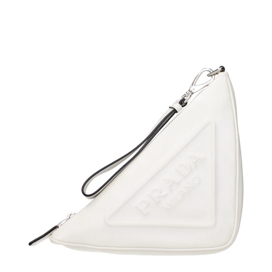 Prada White Leather Clutch Bag Womens Clutch Bag