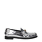 Versace Gray Leather Slip-On Loafers