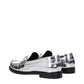 Versace Gray Leather Slip-On Loafers
