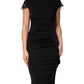 Roberto Cavalli Black Bodycon Short Sleeves Dress