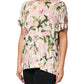 Dolce & Gabbana Pink Lily Printed Round Neck Blouse Top