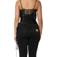 Dolce & Gabbana Black Eyelet Embellished Corset Style Top