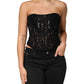 Dolce & Gabbana Black Strapless Floral Lace Bustier Cropped Top