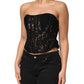 Dolce & Gabbana Black Strapless Floral Lace Bustier Cropped Top