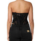 Dolce & Gabbana Black Strapless Floral Lace Bustier Cropped Top