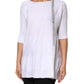 PINK MEMORIES White Cotton Short Sleeves Round Neck Blouse Top