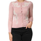 Dolce & Gabbana Pink Floral Lace Detailing Cardigan Sweater
