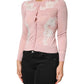 Dolce & Gabbana Pink Floral Lace Detailing Cardigan Sweater