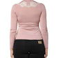 Dolce & Gabbana Pink Floral Lace Detailing Cardigan Sweater