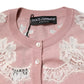 Dolce & Gabbana Pink Floral Lace Detailing Cardigan Sweater