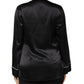 Dolce & Gabbana Black Silk Ascot Collared Button Blouse Top