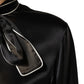Dolce & Gabbana Black Silk Ascot Collared Button Blouse Top