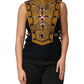 Dolce & Gabbana Yellow Crystal Cross Runway Vest Jacket Top
