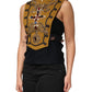 Dolce & Gabbana Yellow Crystal Cross Runway Vest Jacket Top