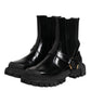 Dolce & Gabbana Black Leather Chelsea Men Short Boots Shoes