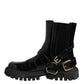 Dolce & Gabbana Black Leather Chelsea Men Short Boots Shoes