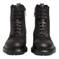 Dolce & Gabbana Dark Brown Leather Lace Up Mid Calf Boots Shoes