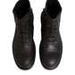 Dolce & Gabbana Dark Brown Leather Lace Up Mid Calf Boots Shoes