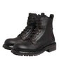 Dolce & Gabbana Dark Brown Leather Lace Up Mid Calf Boots Shoes