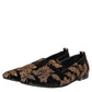 Dolce & Gabbana Black Floral Embroidery Men Loafers Shoes