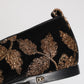 Dolce & Gabbana Black Floral Embroidery Men Loafers Shoes