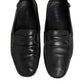 Dolce & Gabbana Black Leather Slip On Mocassin Loafer Shoes