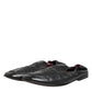 Dolce & Gabbana Black Leather Slip On Men Flat Loafers Shoes