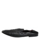 Dolce & Gabbana Black Leather Slip On Men Flat Loafers Shoes
