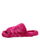Dolce & Gabbana Pink Acrylic Faux Fur Mens Flats Sandals Shoes