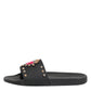 Dolce & Gabbana Black Rubber Sacred Heart Slides Men Beachwear Shoes