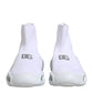Dolce & Gabbana White Silver Slip On Wave Socks Sneakers Shoes